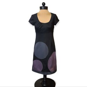 Boden Black Modern Dress Gray Purple  Circles Size 4